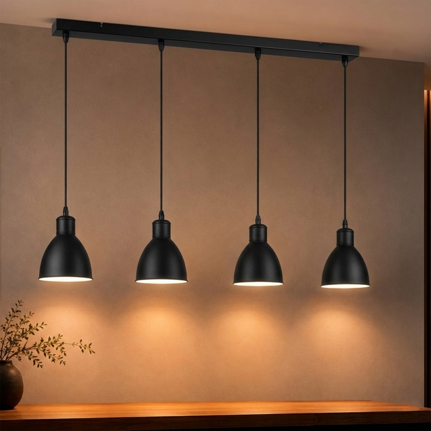 Brilagi - LED luster RIDDY, viseći na sajli, 4xE27/60W/230V, crni
