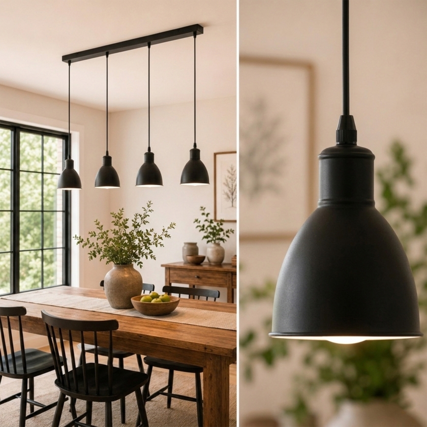 Brilagi - LED luster RIDDY, viseći na sajli, 4xE27/60W/230V, crni