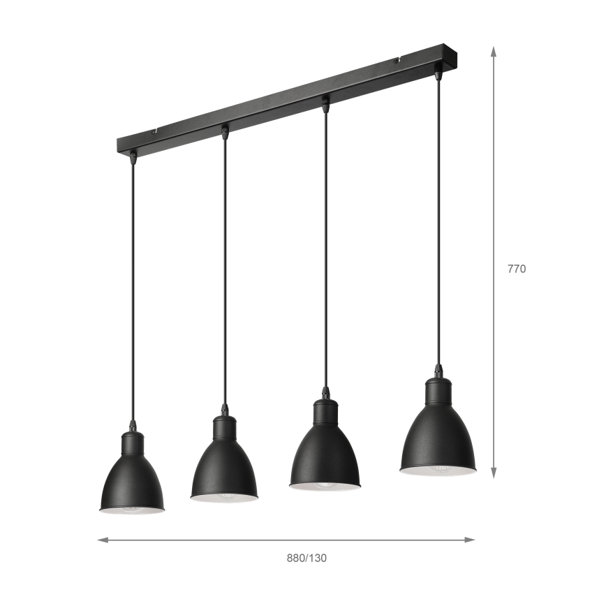 Brilagi - LED luster RIDDY, viseći na sajli, 4xE27/60W/230V, crni