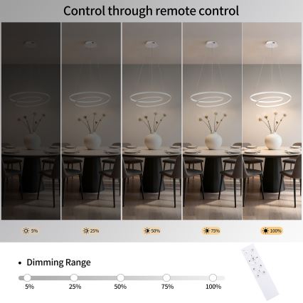 Brilagi - LED luster s prigušivanjem na sajli TWISTER LED/48W/230V 3000-6000K pr. 50 cm bijela + daljinski upravljač