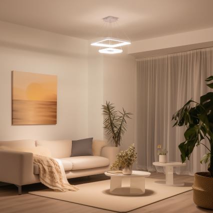 Brilagi - LED luster s mogućnošću prigušenja na sajli FALCON SLIM LED/78W/230V 3000-6500K 50x50 cm bijela + daljinski upravljač