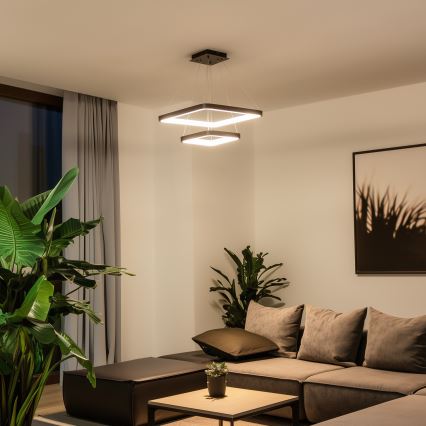 Brilagi - LED luster s mogućnošću prigušivanja na sajli FALCON SLIM LED/78W/230V 3000-6500K 50x50 cm crna + daljinski upravljač