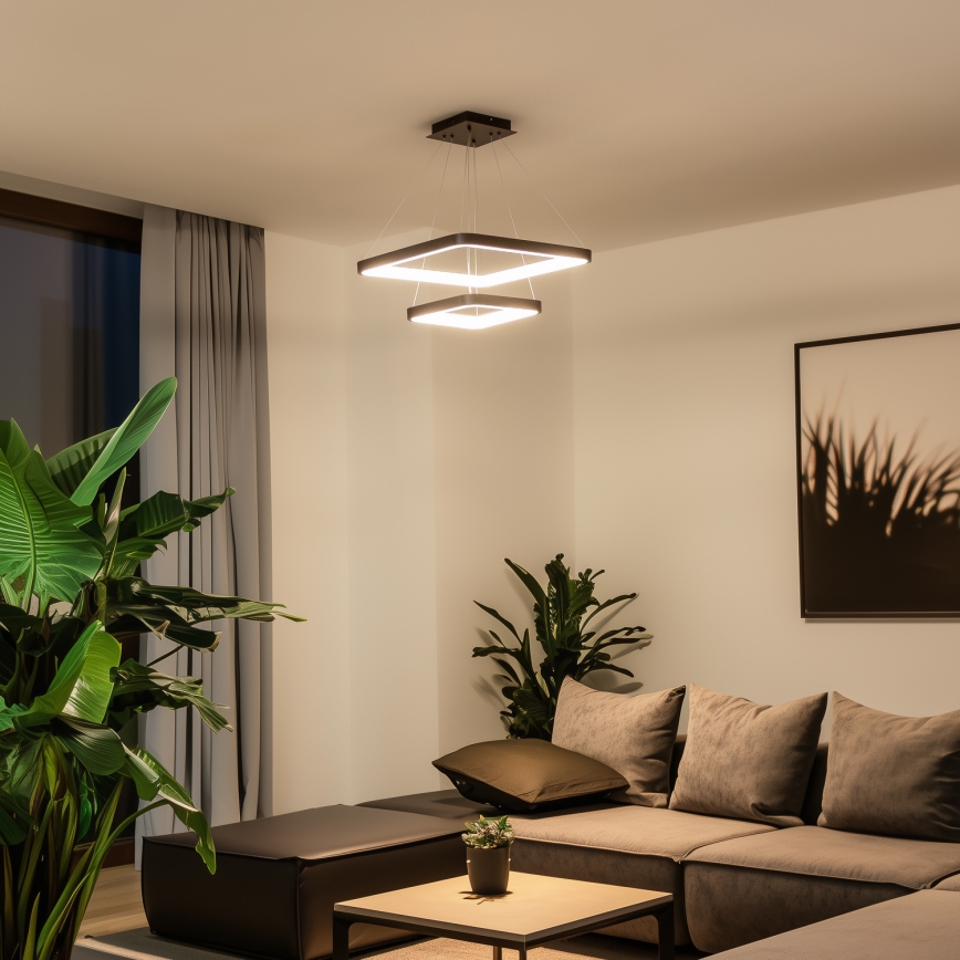 Brilagi - LED luster s mogućnošću prigušivanja na sajli FALCON SLIM LED/78W/230V 3000-6500K 50x50 cm crna + daljinski upravljač