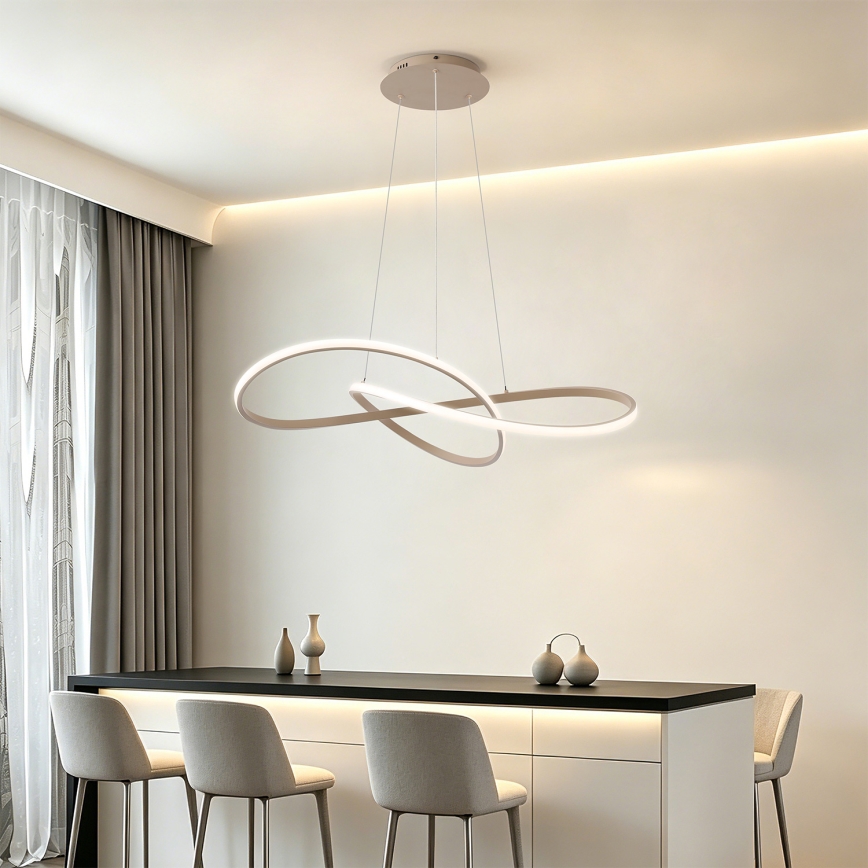 Brilagi - LED luster s mogućnošću prigušivanja na sajli INFINITY LED/80W/230V 3000-6000K 80x80 cm bež + daljinski upravljač