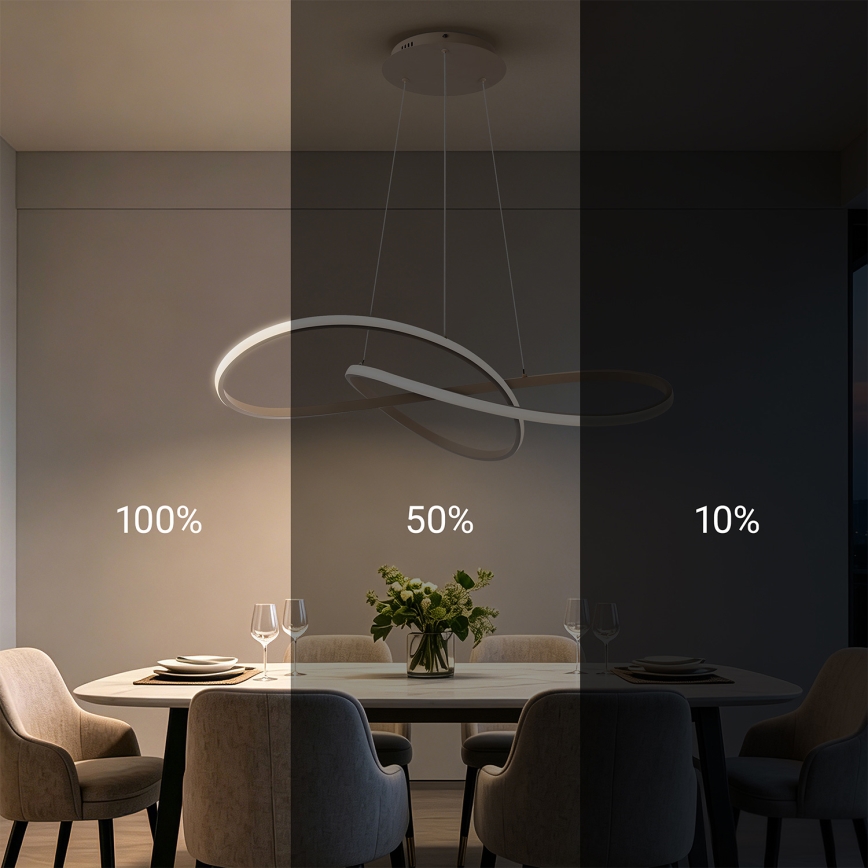 Brilagi - LED luster s mogućnošću prigušivanja na sajli INFINITY LED/80W/230V 3000-6000K 80x80 cm bež + daljinski upravljač