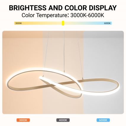 Brilagi - LED luster s mogućnošću prigušivanja na sajli INFINITY LED/80W/230V 3000-6000K 80x80 cm bež + daljinski upravljač