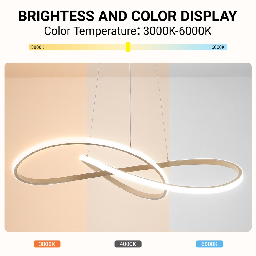 Brilagi - LED luster s mogućnošću prigušivanja na sajli INFINITY LED/80W/230V 3000-6000K 80x80 cm bež + daljinski upravljač