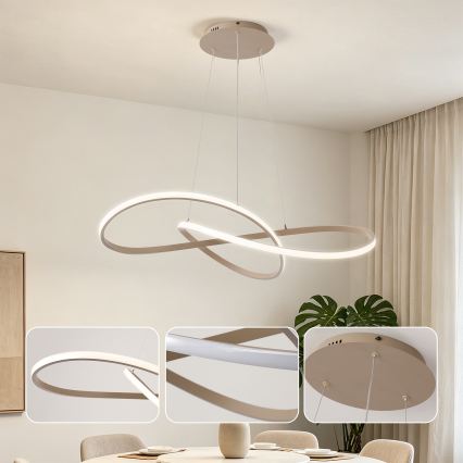 Brilagi - LED luster s mogućnošću prigušivanja na sajli INFINITY LED/80W/230V 3000-6000K 80x80 cm bež + daljinski upravljač