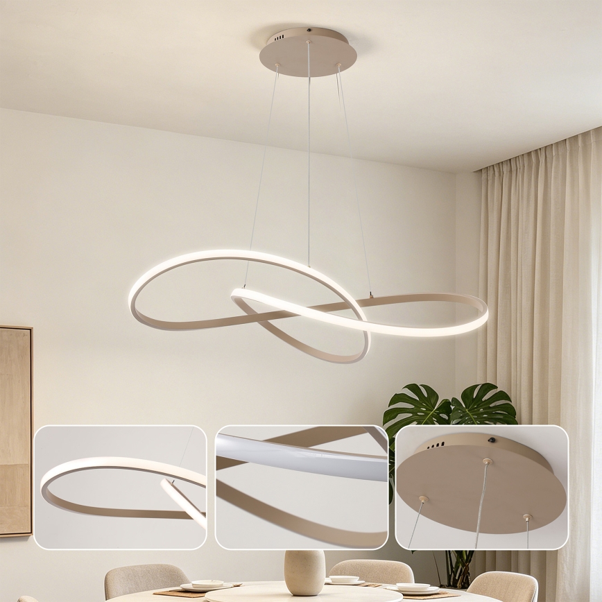 Brilagi - LED luster s mogućnošću prigušivanja na sajli INFINITY LED/80W/230V 3000-6000K 80x80 cm bež + daljinski upravljač