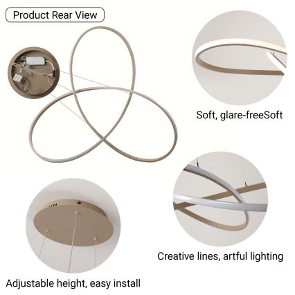Brilagi - LED luster s mogućnošću prigušivanja na sajli INFINITY LED/80W/230V 3000-6000K 80x80 cm bež + daljinski upravljač