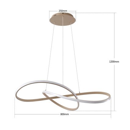 Brilagi - LED luster s mogućnošću prigušivanja na sajli INFINITY LED/80W/230V 3000-6000K 80x80 cm bež + daljinski upravljač