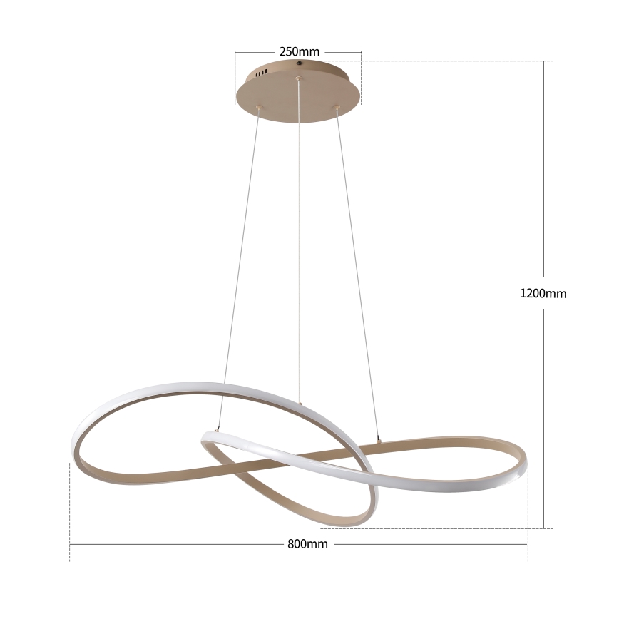 Brilagi - LED luster s mogućnošću prigušivanja na sajli INFINITY LED/80W/230V 3000-6000K 80x80 cm bež + daljinski upravljač