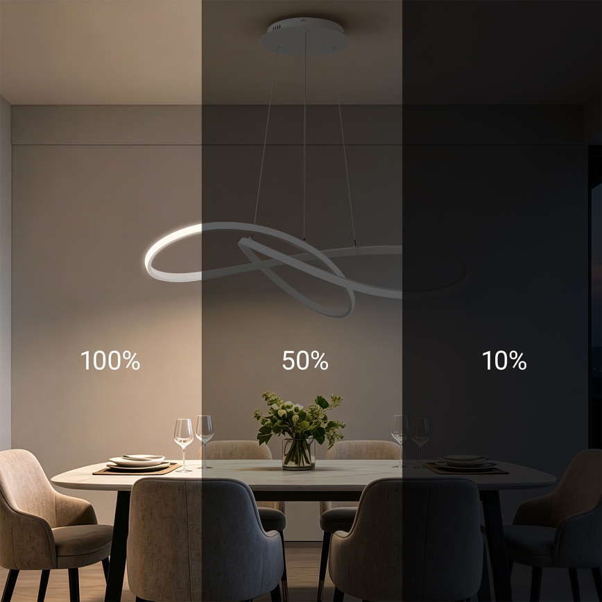 Brilagi - LED prigušivi viseći luster na sajli INFINITY LED/80W/230V 3000-6000K 80x80 cm bijela + daljinsko upravljanje
