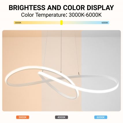 Brilagi - LED prigušivi viseći luster na sajli INFINITY LED/80W/230V 3000-6000K 80x80 cm bijela + daljinsko upravljanje
