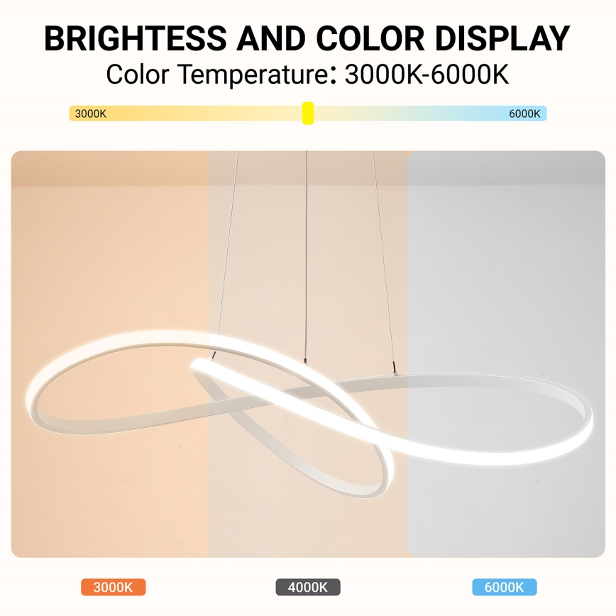 Brilagi - LED prigušivi viseći luster na sajli INFINITY LED/80W/230V 3000-6000K 80x80 cm bijela + daljinsko upravljanje