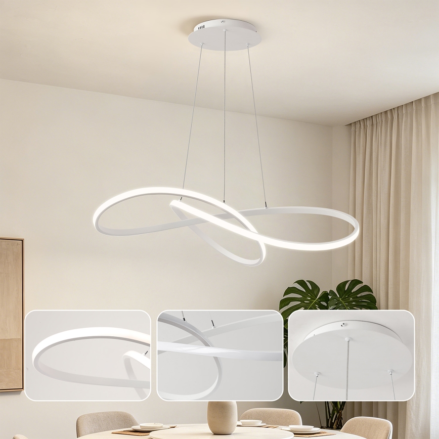 Brilagi - LED prigušivi viseći luster na sajli INFINITY LED/80W/230V 3000-6000K 80x80 cm bijela + daljinsko upravljanje