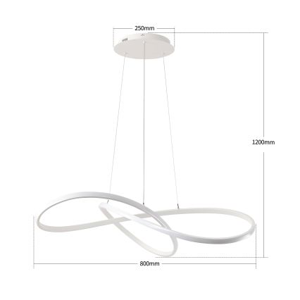 Brilagi - LED prigušivi viseći luster na sajli INFINITY LED/80W/230V 3000-6000K 80x80 cm bijela + daljinsko upravljanje