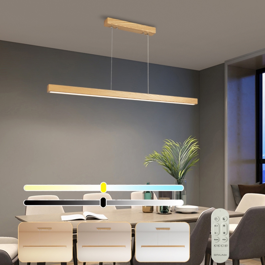 Brilagi - LED luster s mogućnošću prigušivanja na sajli OAK SMART LED/30W/230V Wi-Fi Tuya hrast + daljinski upravljač