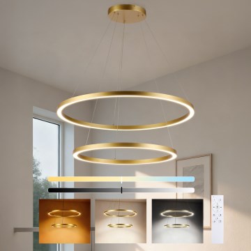 Brilagi - LED luster s mogućnošću prigušivanja na sajli PORTOFINO LED/98W/230V 3000-6000K Ø 80 cm zlatna + daljinski upravljač