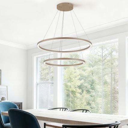 Brilagi - LED luster na sajli PORTOFINO s mogućnošću prigušivanja LED/98W/230V 3000-6000K promjer 80 cm bež + daljinski upravljač