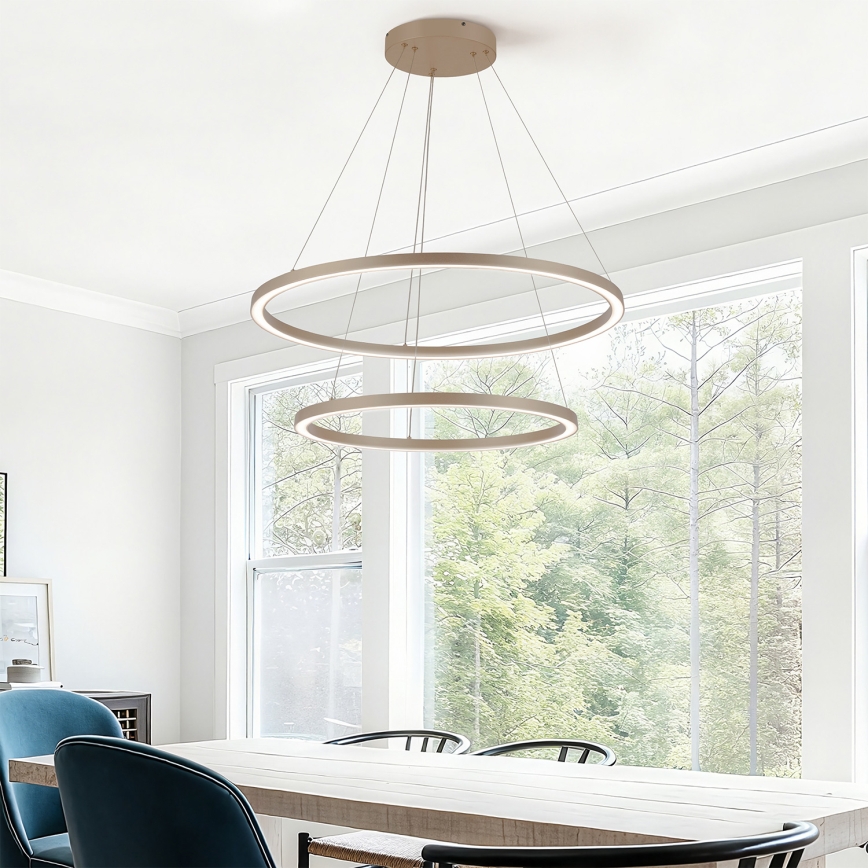 Brilagi - LED luster na sajli PORTOFINO s mogućnošću prigušivanja LED/98W/230V 3000-6000K promjer 80 cm bež + daljinski upravljač