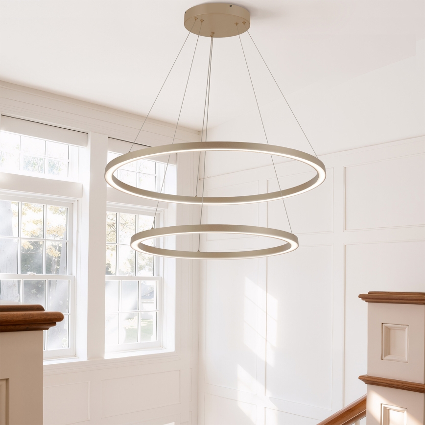 Brilagi - LED luster na sajli PORTOFINO s mogućnošću prigušivanja LED/98W/230V 3000-6000K promjer 80 cm bež + daljinski upravljač