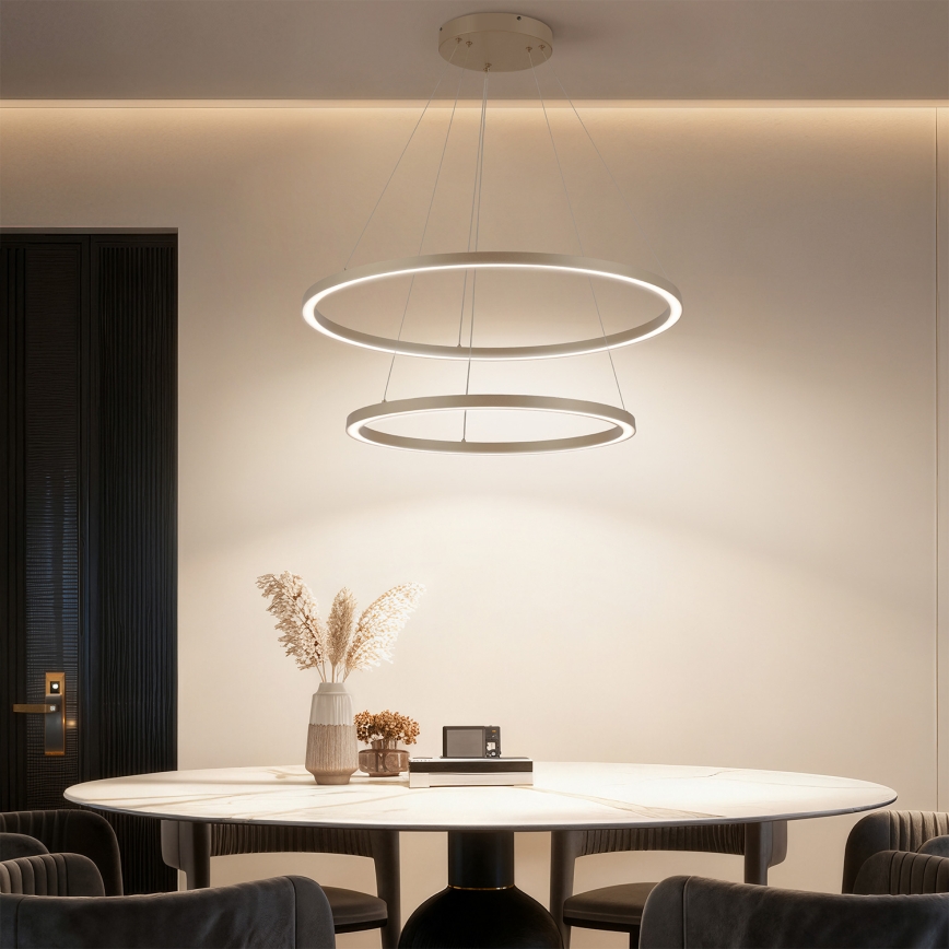 Brilagi - LED luster na sajli PORTOFINO s mogućnošću prigušivanja LED/98W/230V 3000-6000K promjer 80 cm bež + daljinski upravljač