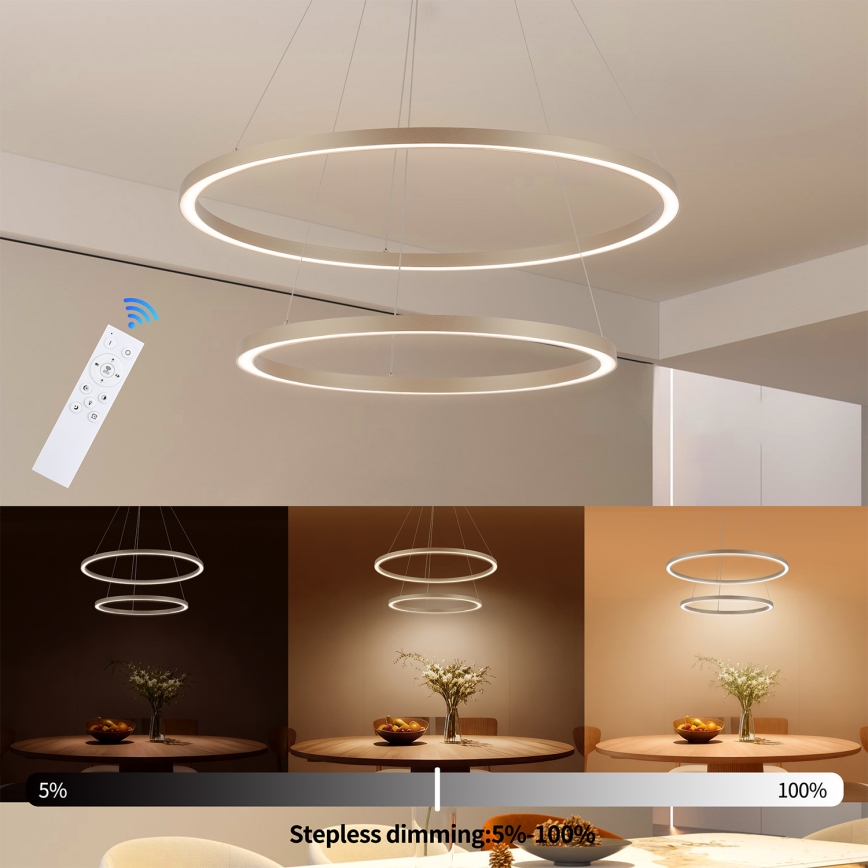 Brilagi - LED luster na sajli PORTOFINO s mogućnošću prigušivanja LED/98W/230V 3000-6000K promjer 80 cm bež + daljinski upravljač