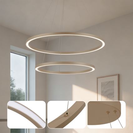 Brilagi - LED luster na sajli PORTOFINO s mogućnošću prigušivanja LED/98W/230V 3000-6000K promjer 80 cm bež + daljinski upravljač