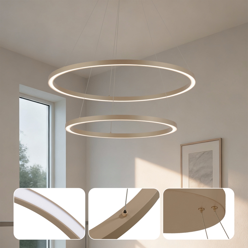 Brilagi - LED luster na sajli PORTOFINO s mogućnošću prigušivanja LED/98W/230V 3000-6000K promjer 80 cm bež + daljinski upravljač