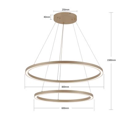 Brilagi - LED luster na sajli PORTOFINO s mogućnošću prigušivanja LED/98W/230V 3000-6000K promjer 80 cm bež + daljinski upravljač