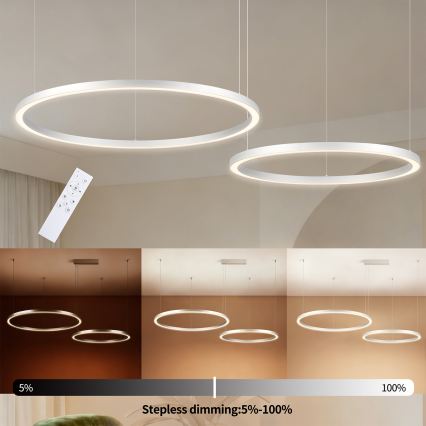 Brilagi - LED luster s mogućnošću prigušenja na sajli PORTOFINO LED/98W/230V 3000-6000K srebrni + s daljinskim upravljačem