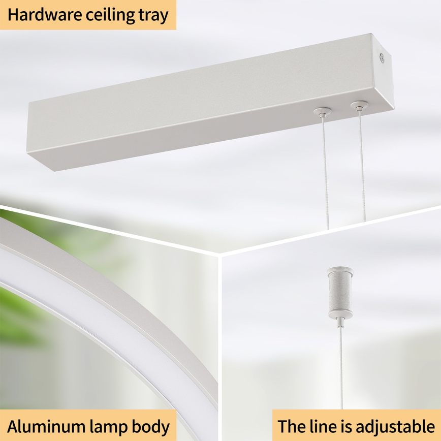 Brilagi - LED luster s mogućnošću prigušenja na sajli PORTOFINO LED/98W/230V 3000-6000K srebrni + s daljinskim upravljačem
