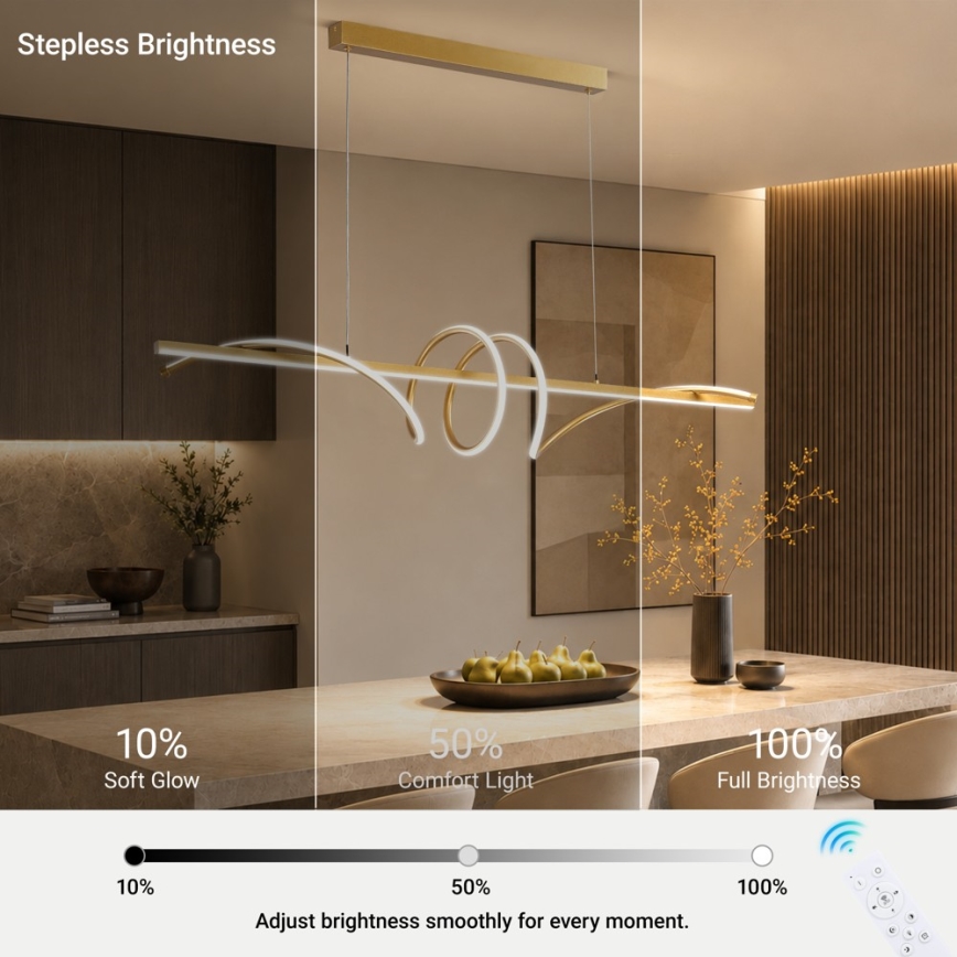 BRILAGI - LED luster s mogućnošću prigušivanja na sajli SIGNATURE LED/50W/230V 3000-6000K 120 cm zlatna + daljinsko upravljanje