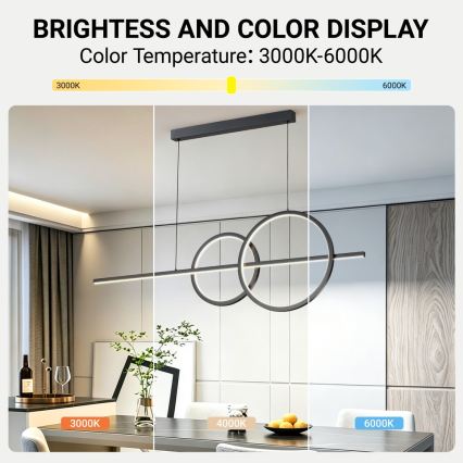 BRILAGI - LED luster s mogućnošću prigušivanja na sajli SIGNATURE LED/53W/230V 3000-6000K 120 cm crna + daljinski upravljač