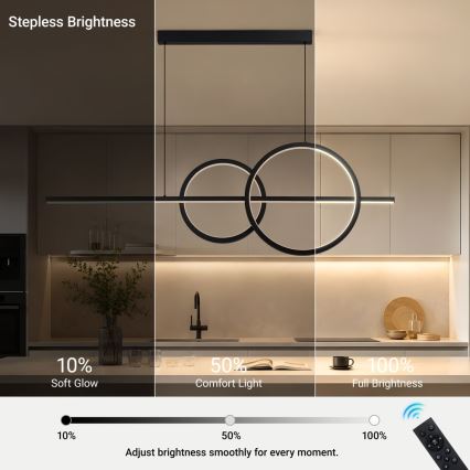 BRILAGI - LED luster s mogućnošću prigušivanja na sajli SIGNATURE LED/53W/230V 3000-6000K 120 cm crna + daljinski upravljač