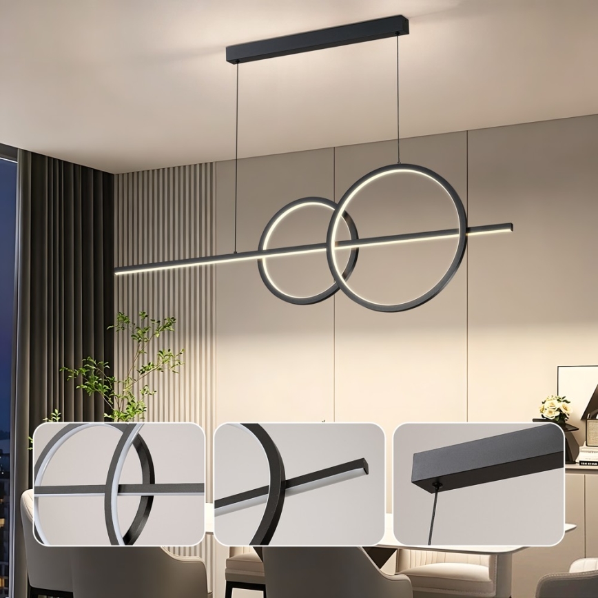 BRILAGI - LED luster s mogućnošću prigušivanja na sajli SIGNATURE LED/53W/230V 3000-6000K 120 cm crna + daljinski upravljač