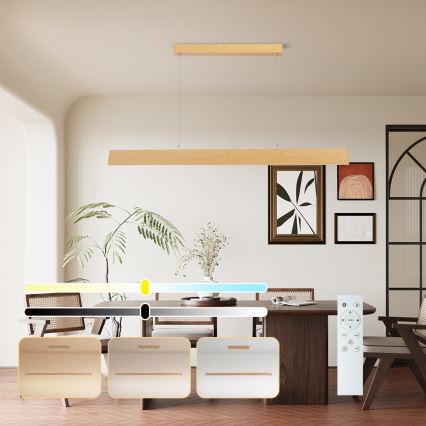 Brilagi - LED luster na sajli s mogućnošću prigušivanja SLIMLINE LED/40W/230V 3000-6000K dekor hrasta + daljinski upravljač