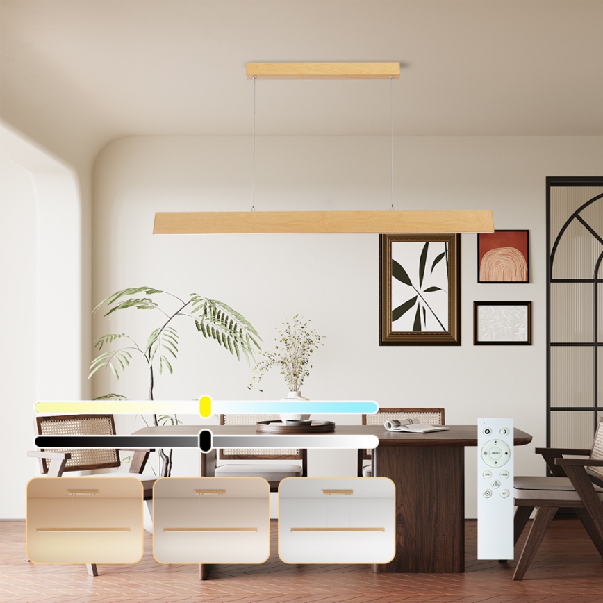 Brilagi - LED luster na sajli s mogućnošću prigušivanja SLIMLINE LED/40W/230V 3000-6000K dekor hrasta + daljinski upravljač