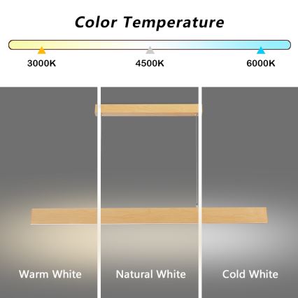Brilagi - LED luster na sajli s mogućnošću prigušivanja SLIMLINE LED/40W/230V 3000-6000K dekor hrasta + daljinski upravljač