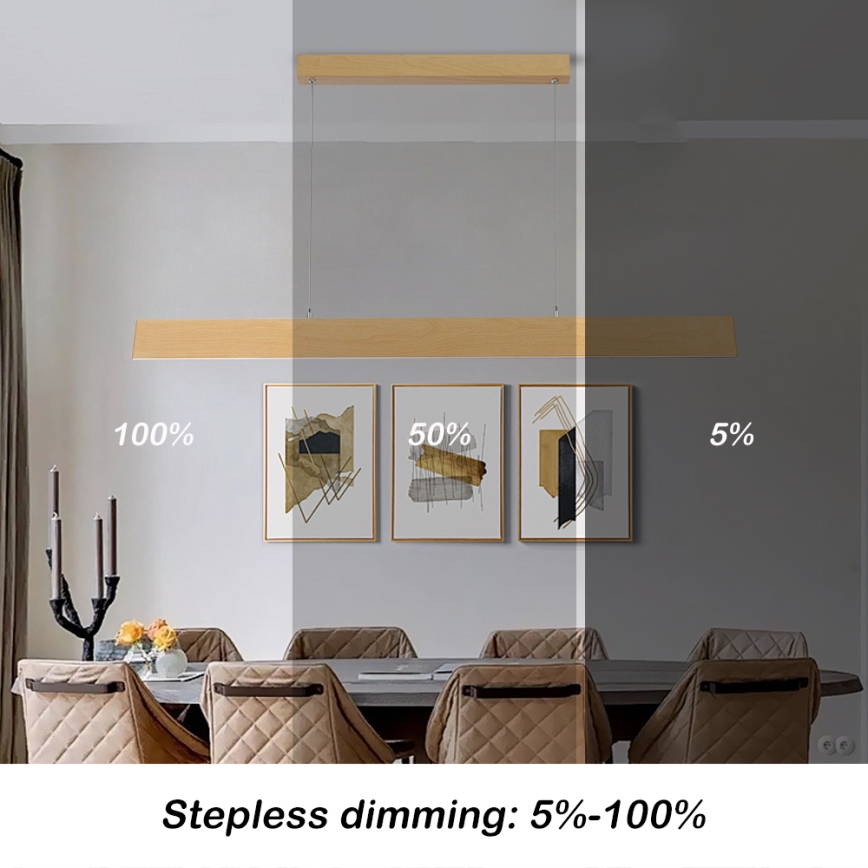 Brilagi - LED luster na sajli s mogućnošću prigušivanja SLIMLINE LED/40W/230V 3000-6000K dekor hrasta + daljinski upravljač
