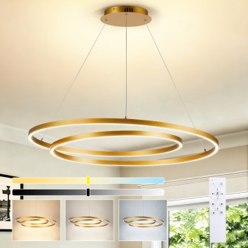 Brilagi - LED luster s mogućnošću prigušivanja na užetu TWISTER LED/105W/230V 3000-6000K zlatna + daljinski upravljač