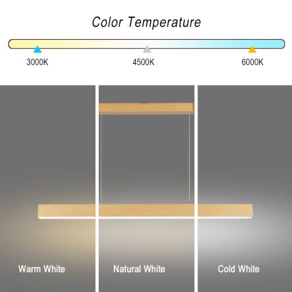 Brilagi - LED luster s mogućnošću prigušivanja SLEEKLINE SMART LED/40W/230V Wi-Fi Tuya dekor hrasta + daljinski upravljač