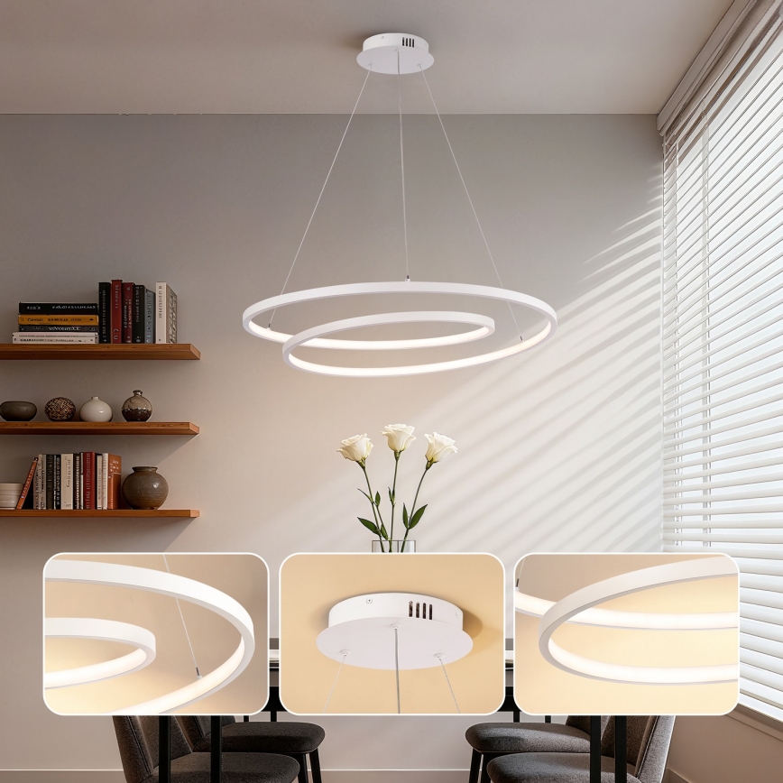 Brilagi - LED luster s prigušivanjem na sajli TWISTER LED/75W/230V 3000-6000K Ø 70 cm bijela + daljinski upravljač