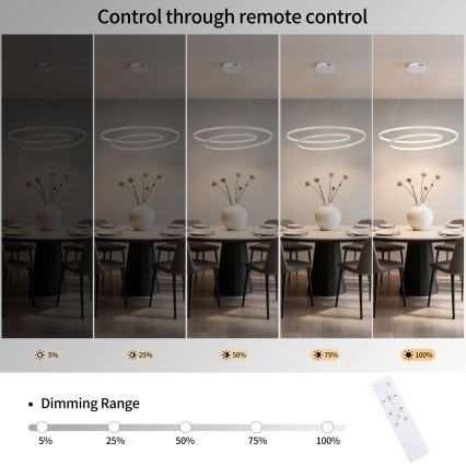 Brilagi - LED luster s prigušivanjem na sajli TWISTER LED/75W/230V 3000-6000K Ø 70 cm bijela + daljinski upravljač
