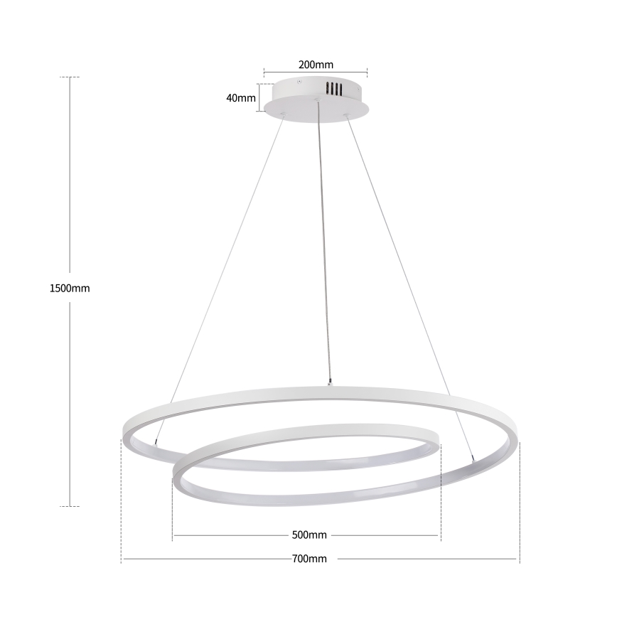 Brilagi - LED luster s prigušivanjem na sajli TWISTER LED/75W/230V 3000-6000K Ø 70 cm bijela + daljinski upravljač