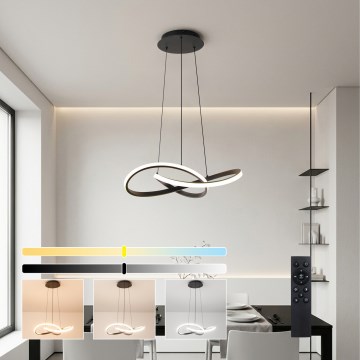 Brilagi - LED luster s prigušavanjem na sajli INFINITY LED/55W/230V 3000-6000K 50x50 cm crna + daljinski upravljač