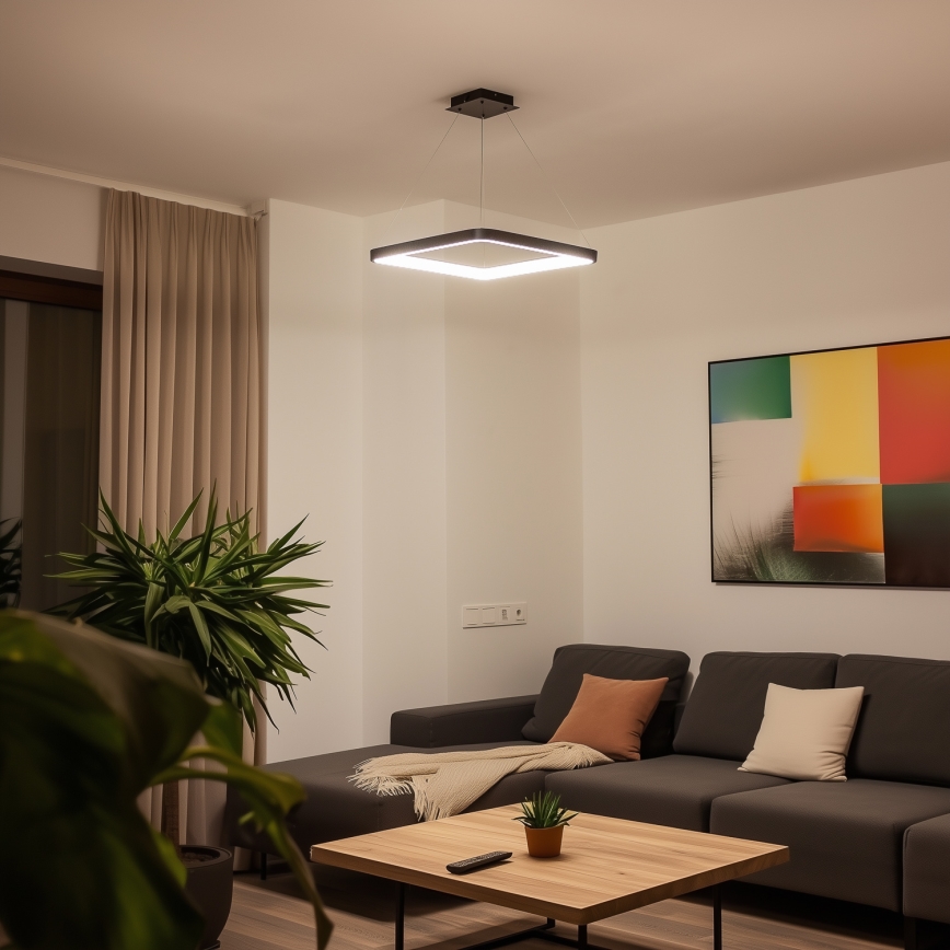 Brilagi - LED luster na sajli s mogućnošću prigušivanja FALCON SLIM LED/50W/230V 3000-6500K 50x50 cm crna + daljinski upravljač