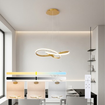 Brilagi - LED luster s prigušivanjem na sajli INFINITY LED/55W/230V 3000-6000K 50x50 cm zlatni + daljinski upravljač