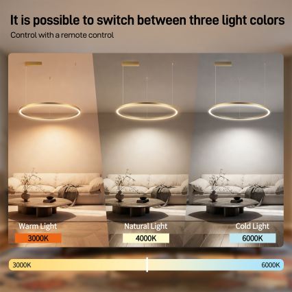 Brilagi - LED prigušivi luster na sajli PORTOFINO LED/60W/230V 3000-6000K Ø 80 cm zlatna + daljinski upravljač